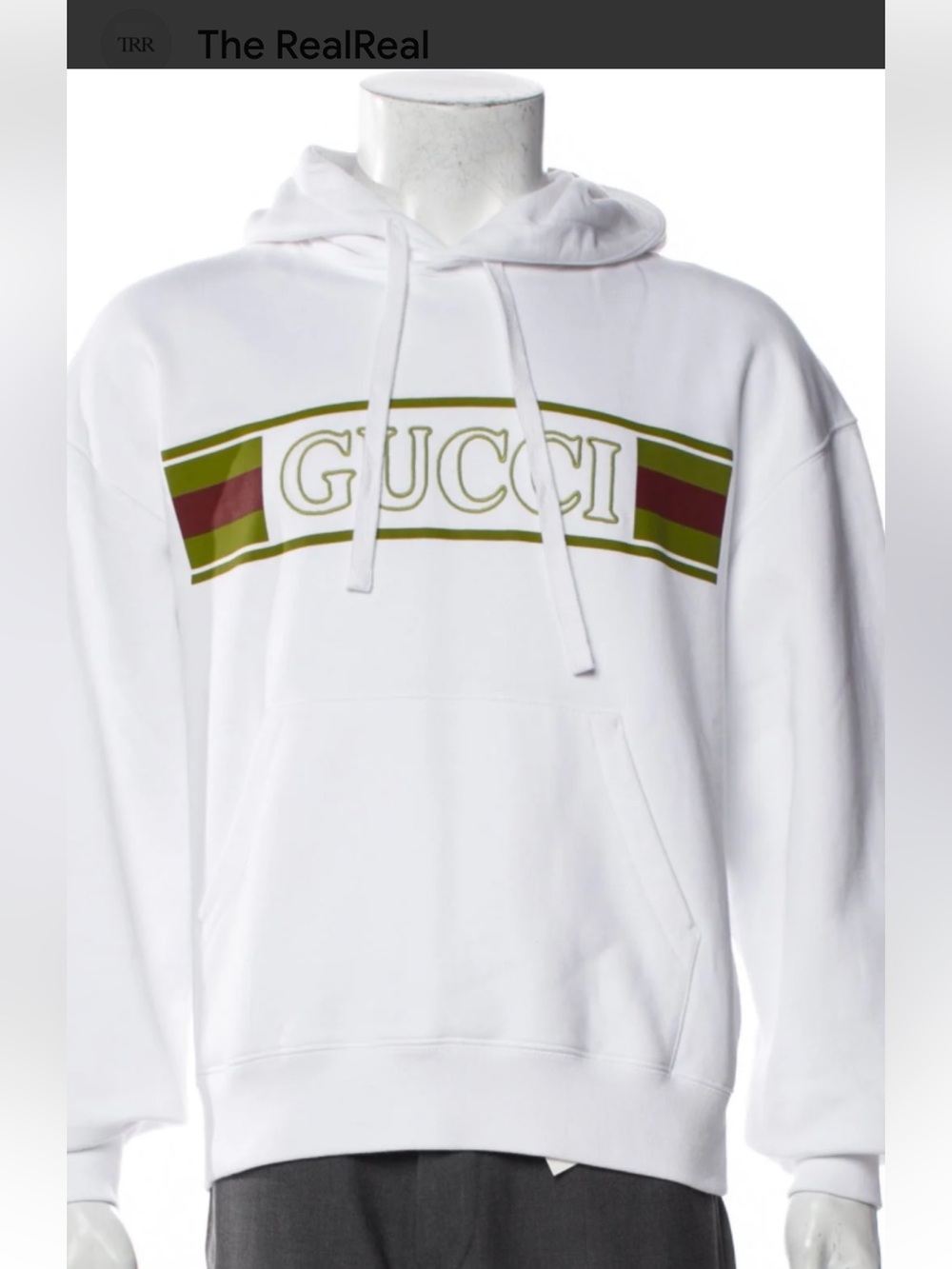 Men's Gucci cotton, hooded sweatshirt, green/red web stripe logo size large